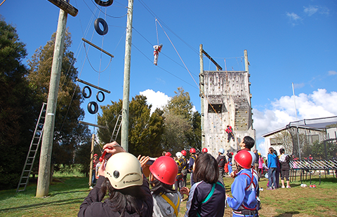 2013年，キャンプでハイロープを挑戦中の1コマ