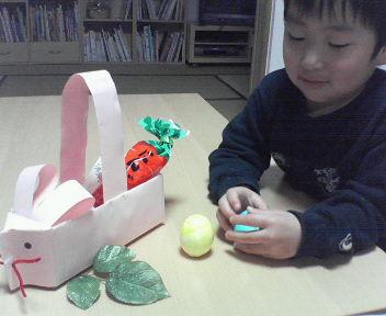 たまごを食べるところ